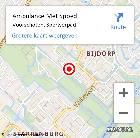 Locatie op kaart van de 112 melding: Ambulance Met Spoed Naar Voorschoten, Sperwerpad op 15 juli 2021 06:22