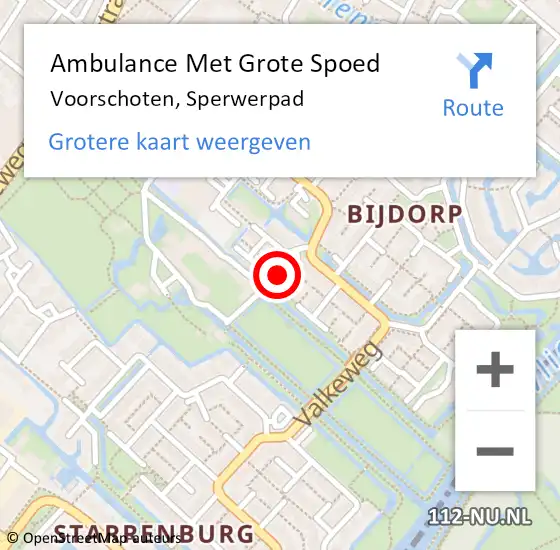 Locatie op kaart van de 112 melding: Ambulance Met Grote Spoed Naar Voorschoten, Sperwerpad op 15 juli 2021 06:27