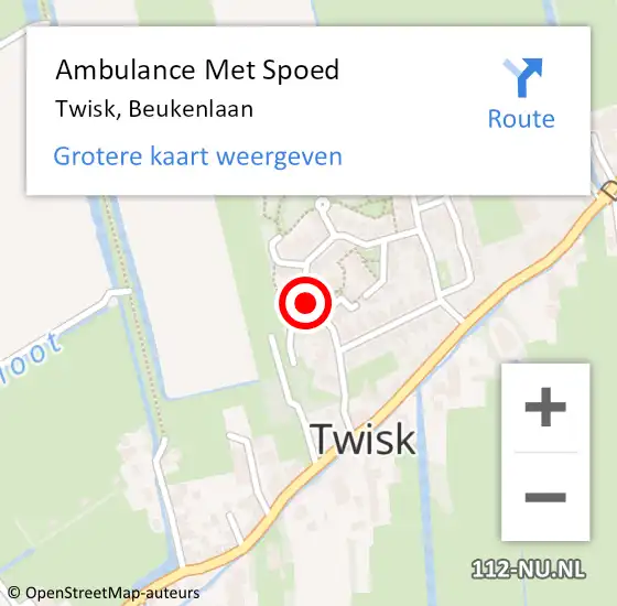 Locatie op kaart van de 112 melding: Ambulance Met Spoed Naar Twisk, Beukenlaan op 15 juli 2021 06:29