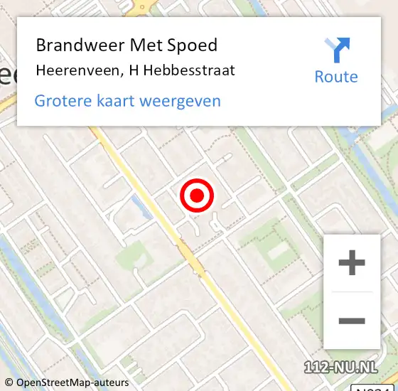 Locatie op kaart van de 112 melding: Brandweer Met Spoed Naar Heerenveen, H Hebbesstraat op 15 juli 2021 06:44