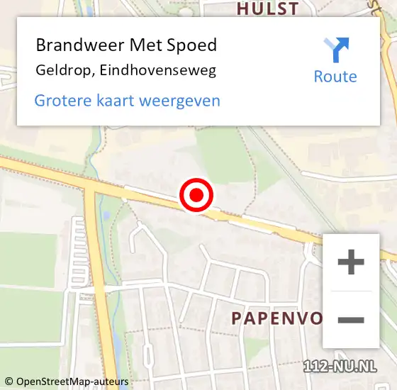 Locatie op kaart van de 112 melding: Brandweer Met Spoed Naar Geldrop, Eindhovenseweg op 15 juli 2021 07:09