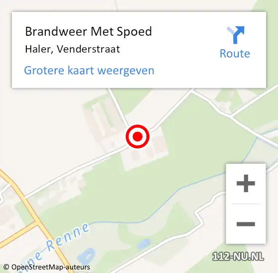 Locatie op kaart van de 112 melding: Brandweer Met Spoed Naar Haler, Venderstraat op 15 juli 2021 07:26