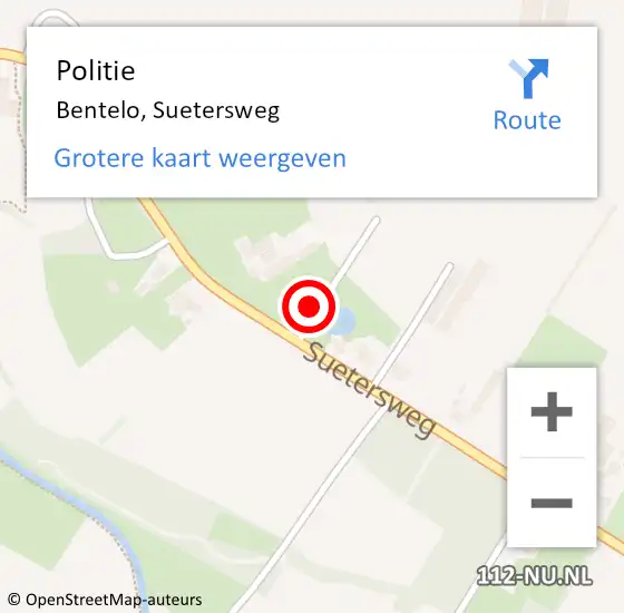 Locatie op kaart van de 112 melding: Politie Bentelo, Suetersweg op 15 juli 2021 07:30