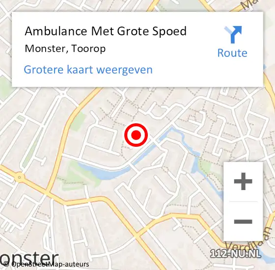 Locatie op kaart van de 112 melding: Ambulance Met Grote Spoed Naar Monster, Toorop op 15 juli 2021 07:41