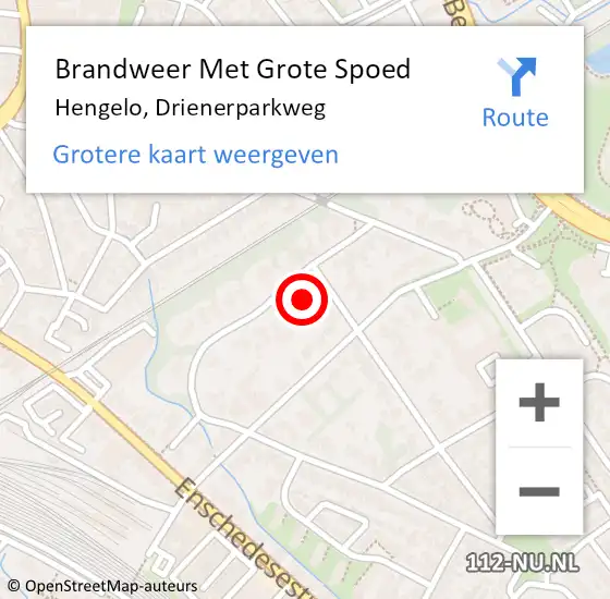 Locatie op kaart van de 112 melding: Brandweer Met Grote Spoed Naar Hengelo, Drienerparkweg op 16 juni 2014 14:39