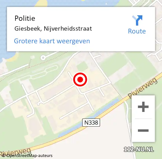 Locatie op kaart van de 112 melding: Politie Giesbeek, Nijverheidsstraat op 15 juli 2021 08:05