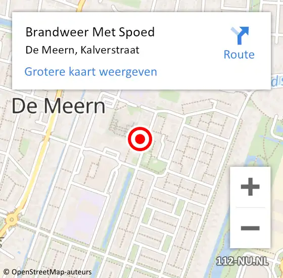 Locatie op kaart van de 112 melding: Brandweer Met Spoed Naar De Meern, Kalverstraat op 15 juli 2021 08:15