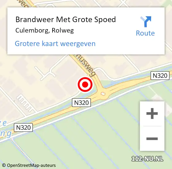 Locatie op kaart van de 112 melding: Brandweer Met Grote Spoed Naar Culemborg, Rolweg op 15 juli 2021 08:27