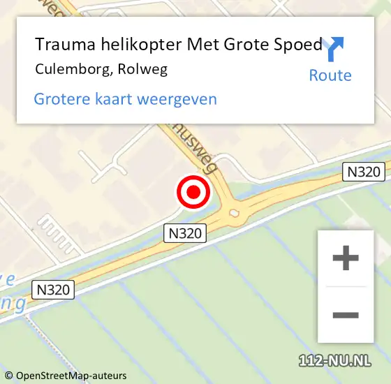 Locatie op kaart van de 112 melding: Trauma helikopter Met Grote Spoed Naar Culemborg, Rolweg op 15 juli 2021 08:28