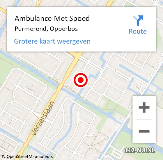 Locatie op kaart van de 112 melding: Ambulance Met Spoed Naar Purmerend, Opperbos op 15 juli 2021 08:47