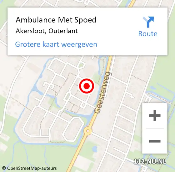 Locatie op kaart van de 112 melding: Ambulance Met Spoed Naar Akersloot, Outerlant op 15 juli 2021 09:13