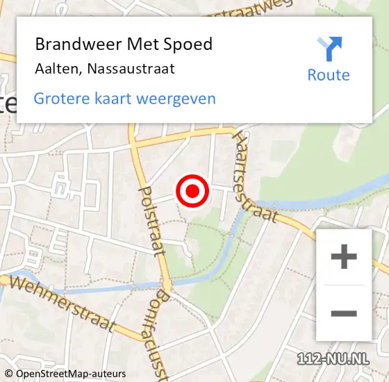 Locatie op kaart van de 112 melding: Brandweer Met Spoed Naar Aalten, Nassaustraat op 15 juli 2021 09:30