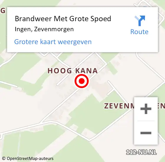 Locatie op kaart van de 112 melding: Brandweer Met Grote Spoed Naar Ingen, Zevenmorgen op 15 juli 2021 09:47