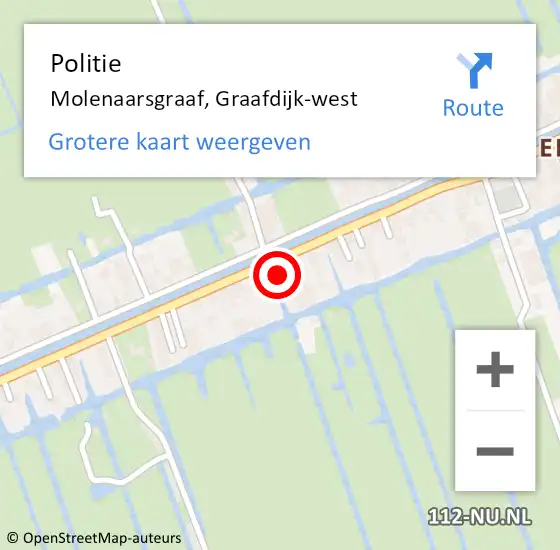 Locatie op kaart van de 112 melding: Politie Molenaarsgraaf, Graafdijk-west op 15 juli 2021 09:52