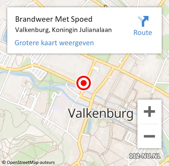 Locatie op kaart van de 112 melding: Brandweer Met Spoed Naar Valkenburg, Koningin Julianalaan op 15 juli 2021 09:57