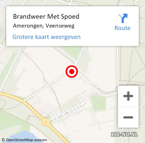 Locatie op kaart van de 112 melding: Brandweer Met Spoed Naar Amerongen, Veenseweg op 15 juli 2021 09:59