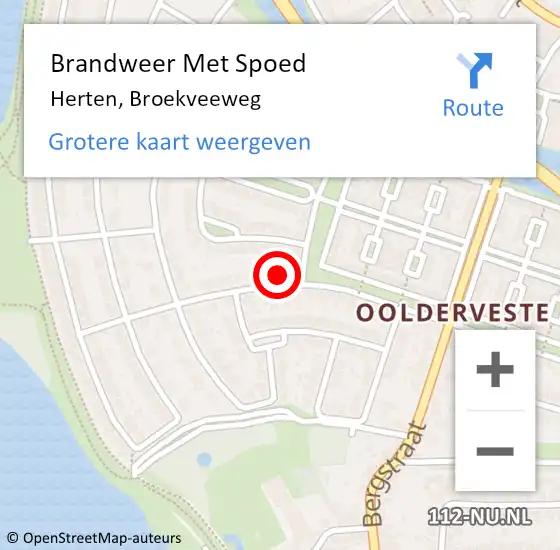 Locatie op kaart van de 112 melding: Brandweer Met Spoed Naar Herten, Broekveeweg op 15 juli 2021 10:20