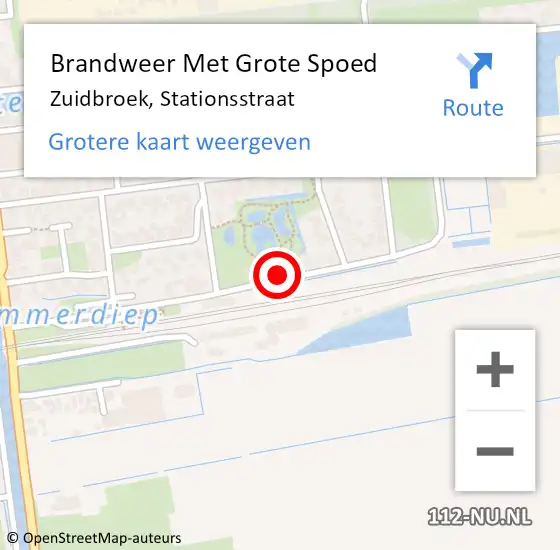 Locatie op kaart van de 112 melding: Brandweer Met Grote Spoed Naar Zuidbroek, Stationsstraat op 15 juli 2021 10:24