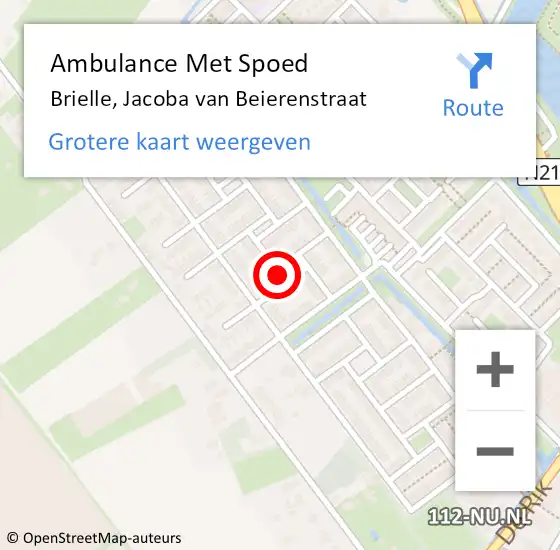 Locatie op kaart van de 112 melding: Ambulance Met Spoed Naar Brielle, Jacoba van Beierenstraat op 15 juli 2021 10:30