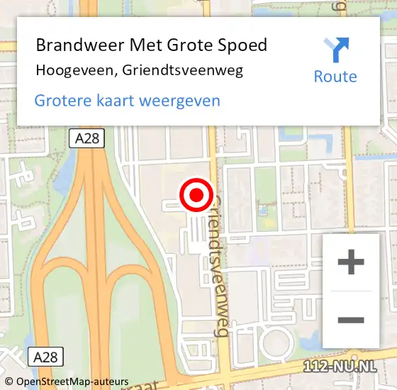 Locatie op kaart van de 112 melding: Brandweer Met Grote Spoed Naar Hoogeveen, Griendtsveenweg op 15 juli 2021 10:36