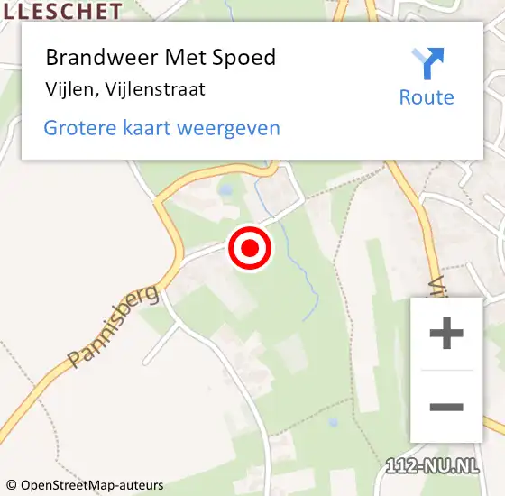 Locatie op kaart van de 112 melding: Brandweer Met Spoed Naar Vijlen, Vijlenstraat op 15 juli 2021 10:47