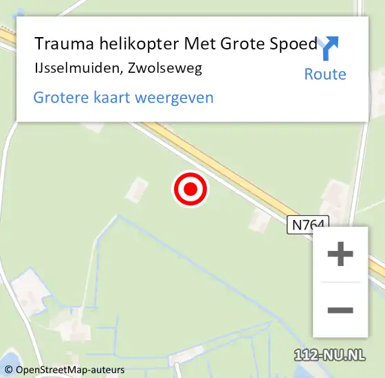Locatie op kaart van de 112 melding: Trauma helikopter Met Grote Spoed Naar IJsselmuiden, Zwolseweg op 15 juli 2021 11:03