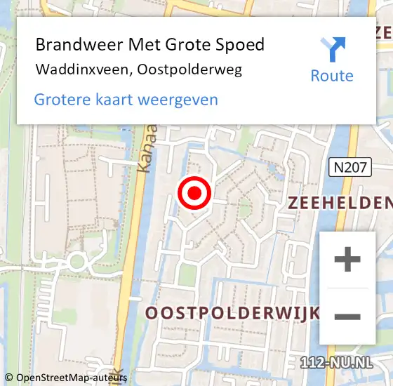 Locatie op kaart van de 112 melding: Brandweer Met Grote Spoed Naar Waddinxveen, Oostpolderweg op 15 juli 2021 11:04