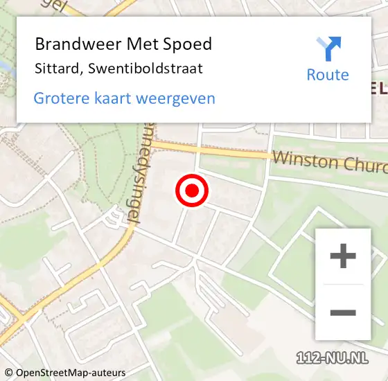 Locatie op kaart van de 112 melding: Brandweer Met Spoed Naar Sittard, Swentiboldstraat op 15 juli 2021 11:05