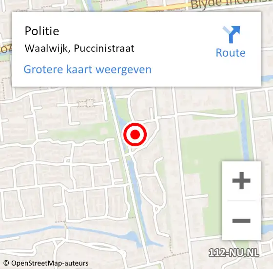 Locatie op kaart van de 112 melding: Politie Waalwijk, Puccinistraat op 15 juli 2021 11:07