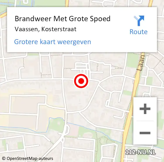 Locatie op kaart van de 112 melding: Brandweer Met Grote Spoed Naar Vaassen, Kosterstraat op 15 juli 2021 11:09