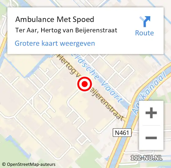 Locatie op kaart van de 112 melding: Ambulance Met Spoed Naar Ter Aar, Hertog van Beijerenstraat op 15 juli 2021 11:12