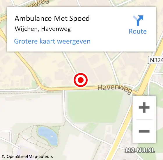 Locatie op kaart van de 112 melding: Ambulance Met Spoed Naar Wijchen, Havenweg op 15 juli 2021 11:13