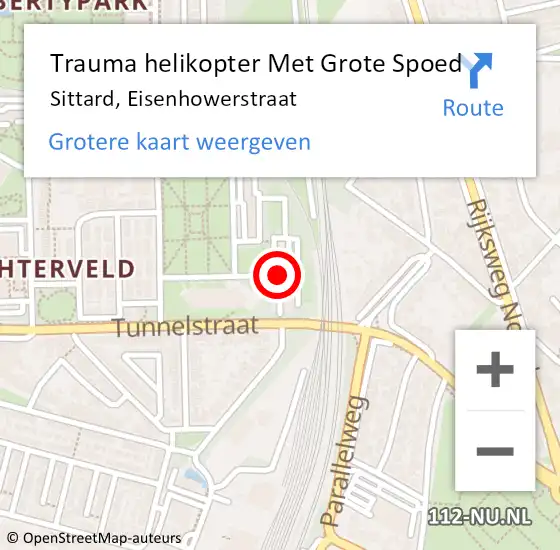 Locatie op kaart van de 112 melding: Trauma helikopter Met Grote Spoed Naar Sittard, Eisenhowerstraat op 15 juli 2021 11:13