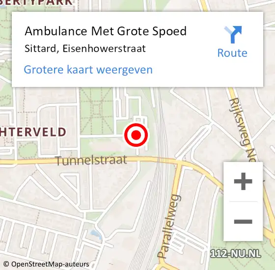 Locatie op kaart van de 112 melding: Ambulance Met Grote Spoed Naar Sittard, Eisenhowerstraat op 15 juli 2021 11:16