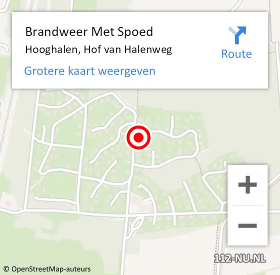 Locatie op kaart van de 112 melding: Brandweer Met Spoed Naar Hooghalen, Hof van Halenweg op 15 juli 2021 11:20