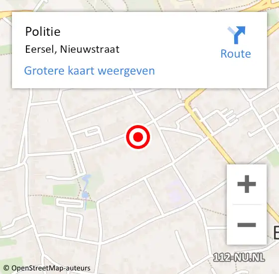 Locatie op kaart van de 112 melding: Politie Eersel, Nieuwstraat op 15 juli 2021 11:30