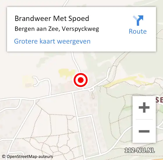 Locatie op kaart van de 112 melding: Brandweer Met Spoed Naar Bergen aan Zee, Verspyckweg op 15 juli 2021 11:46