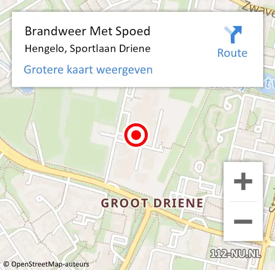Locatie op kaart van de 112 melding: Brandweer Met Spoed Naar Hengelo, Sportlaan Driene op 15 juli 2021 11:47