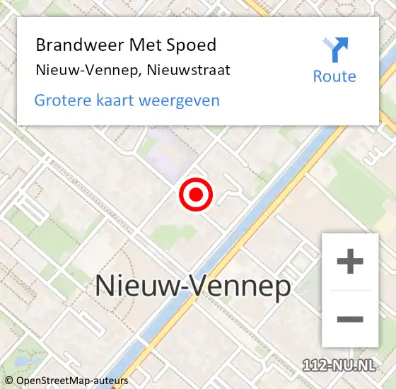 Locatie op kaart van de 112 melding: Brandweer Met Spoed Naar Nieuw-Vennep, Nieuwstraat op 15 juli 2021 12:15