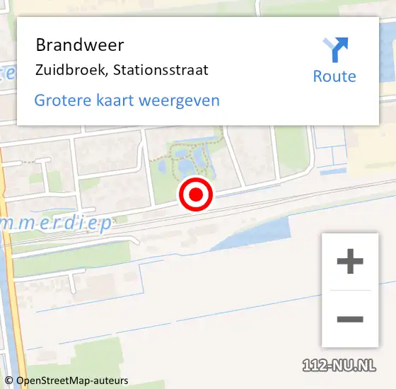 Locatie op kaart van de 112 melding: Brandweer Zuidbroek, Stationsstraat op 15 juli 2021 12:42