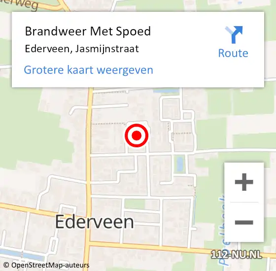 Locatie op kaart van de 112 melding: Brandweer Met Spoed Naar Ederveen, Jasmijnstraat op 15 juli 2021 12:50