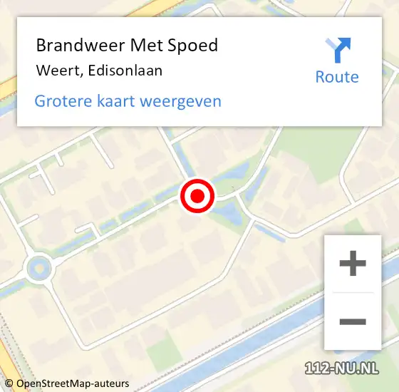 Locatie op kaart van de 112 melding: Brandweer Met Spoed Naar Weert, Edisonlaan op 15 juli 2021 12:55