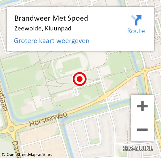 Locatie op kaart van de 112 melding: Brandweer Met Spoed Naar Zeewolde, Kluunpad op 15 juli 2021 13:01