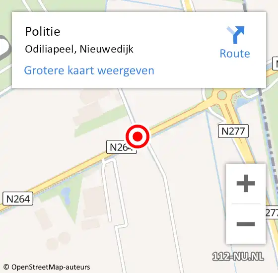 Locatie op kaart van de 112 melding: Politie Odiliapeel, Nieuwedijk op 15 juli 2021 13:17