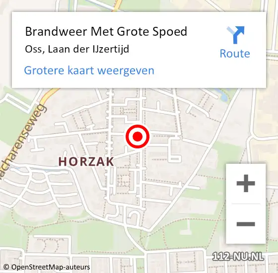 Locatie op kaart van de 112 melding: Brandweer Met Grote Spoed Naar Oss, Laan der IJzertijd op 15 juli 2021 13:44