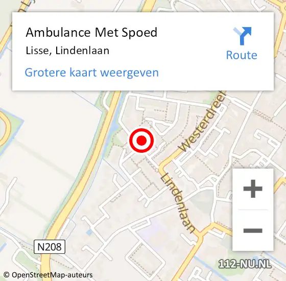 Locatie op kaart van de 112 melding: Ambulance Met Spoed Naar Lisse, Lindenlaan op 15 juli 2021 13:45