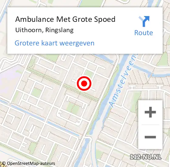 Locatie op kaart van de 112 melding: Ambulance Met Grote Spoed Naar Uithoorn, Ringslang op 15 juli 2021 14:07