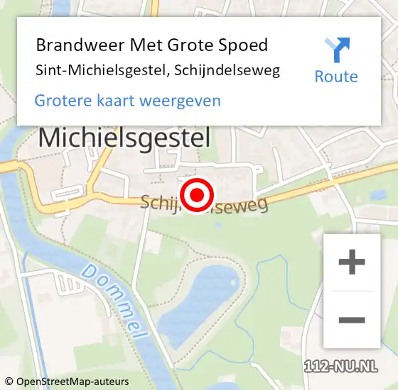 Locatie op kaart van de 112 melding: Brandweer Met Grote Spoed Naar Sint-Michielsgestel, Schijndelseweg op 15 juli 2021 14:09