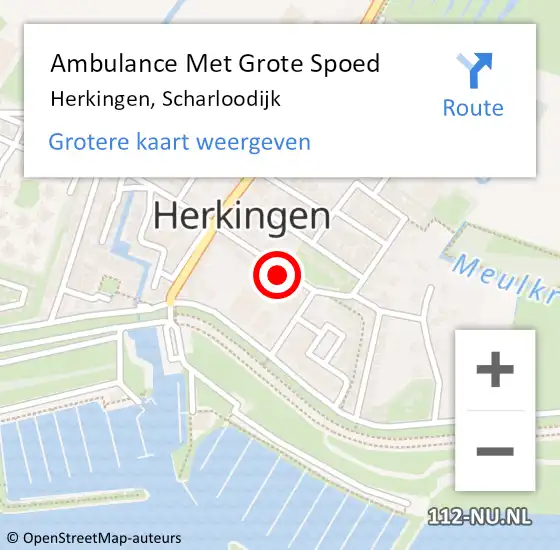 Locatie op kaart van de 112 melding: Ambulance Met Grote Spoed Naar Herkingen, Scharloodijk op 15 juli 2021 14:10