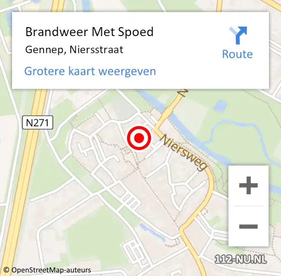 Locatie op kaart van de 112 melding: Brandweer Met Spoed Naar Gennep, Niersstraat op 15 juli 2021 14:26